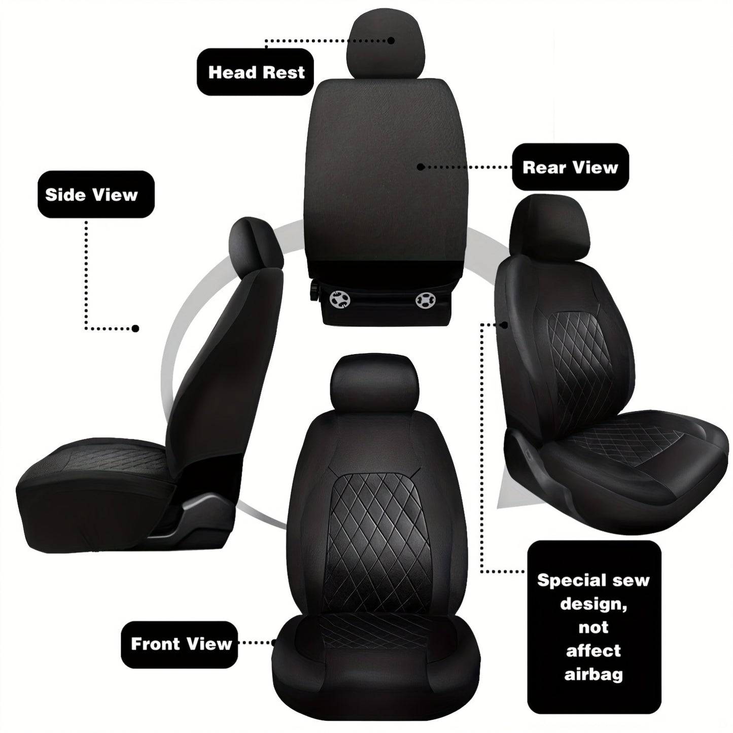 Luxury faux leather car seat covers - universal fit, easy to clean, durable, all-season protection.