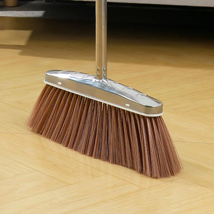 Durable Stainless Steel Broom with Extra-Long Handle - Ideal for Cleaning Hard Floors, Bedrooms, Kitchens, Living Rooms, and Outdoor Spaces