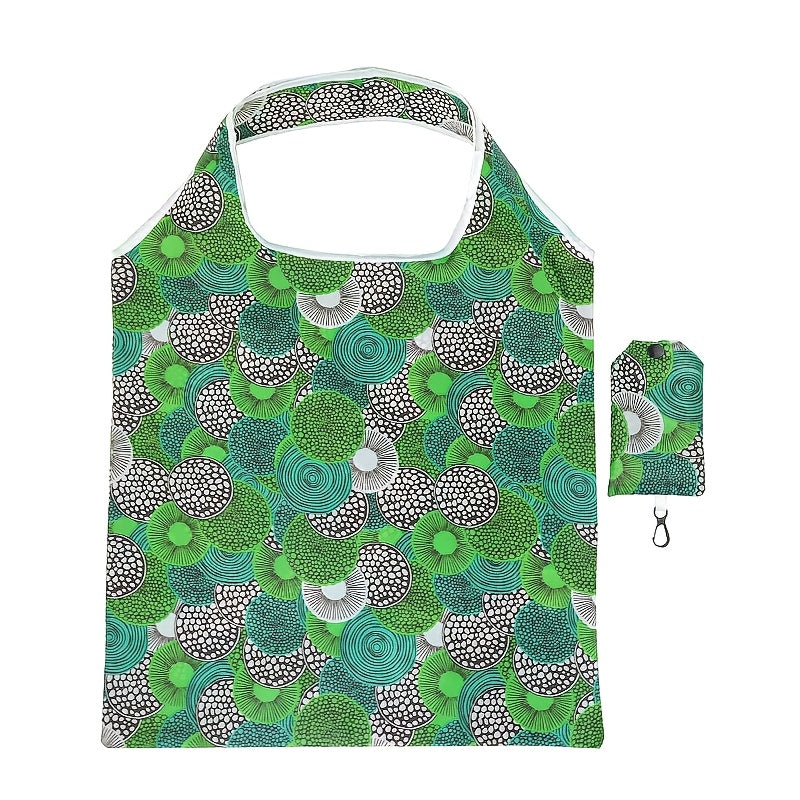 Get your hands on a 1pc high-quality reusable shopping tote bag, perfect for all your shopping and storage needs. Made of durable polyester, this large and foldable bag features stylish patterns including sunflowers, leopard, paisley, polka dots, zebra