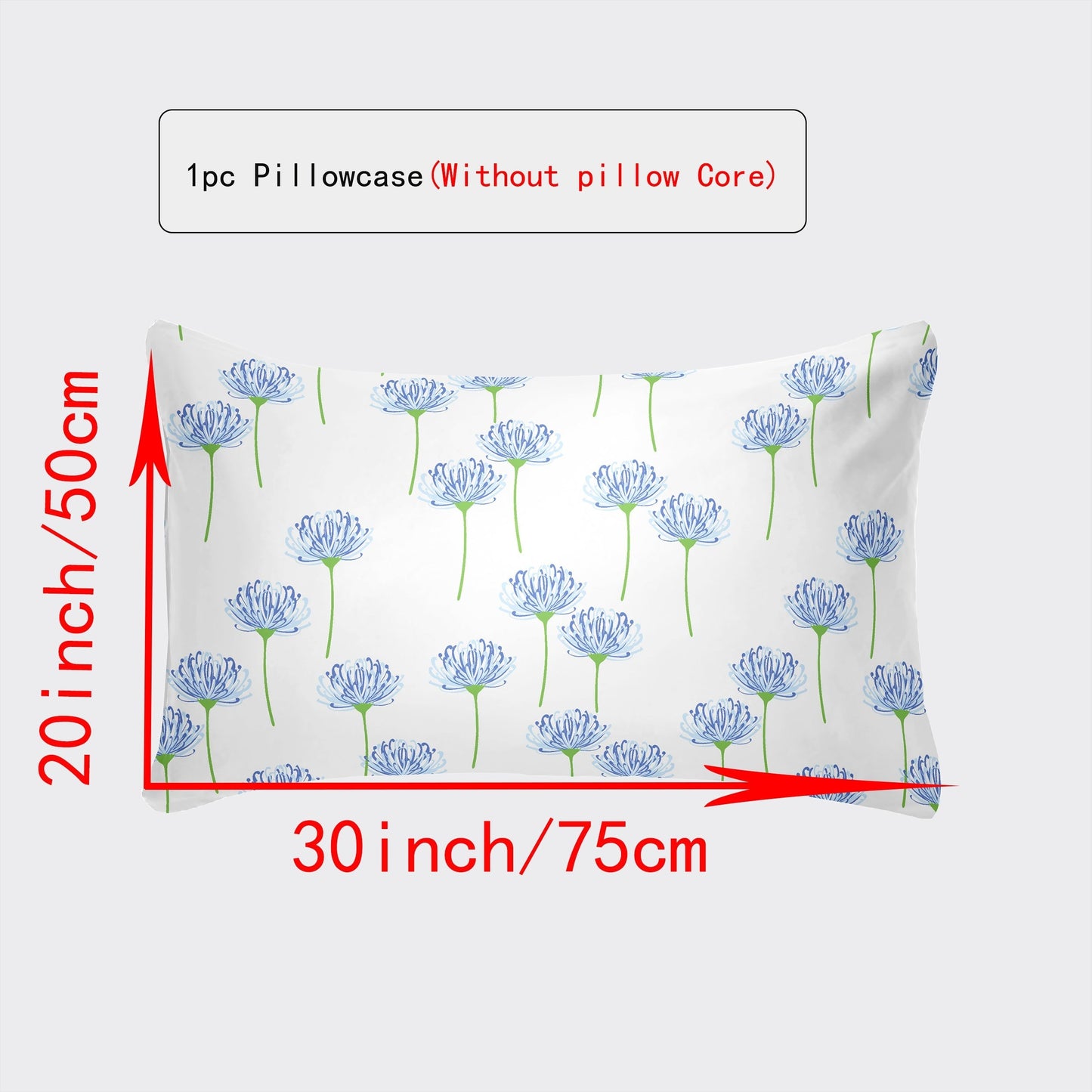 Luxurious Pillowcase with Envelope Closure - Available in Various Sizes (30x50cm to 50x75cm) - Stylish Designs in White, Gray Plaid, Red Plaid, Green Botanicals, Leopard Print, and Geometric Patterns - Suitable for Every Season, Great for Home Decor Gifts