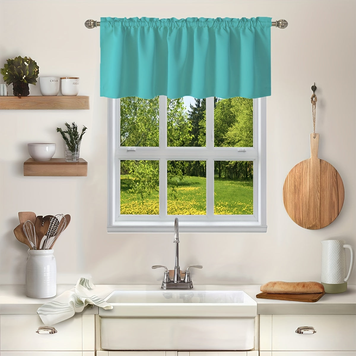 1PC Curtain for Kitchen, Living Room, Bedroom, and Home Decor, Light-Blocking and Heat-Insulating