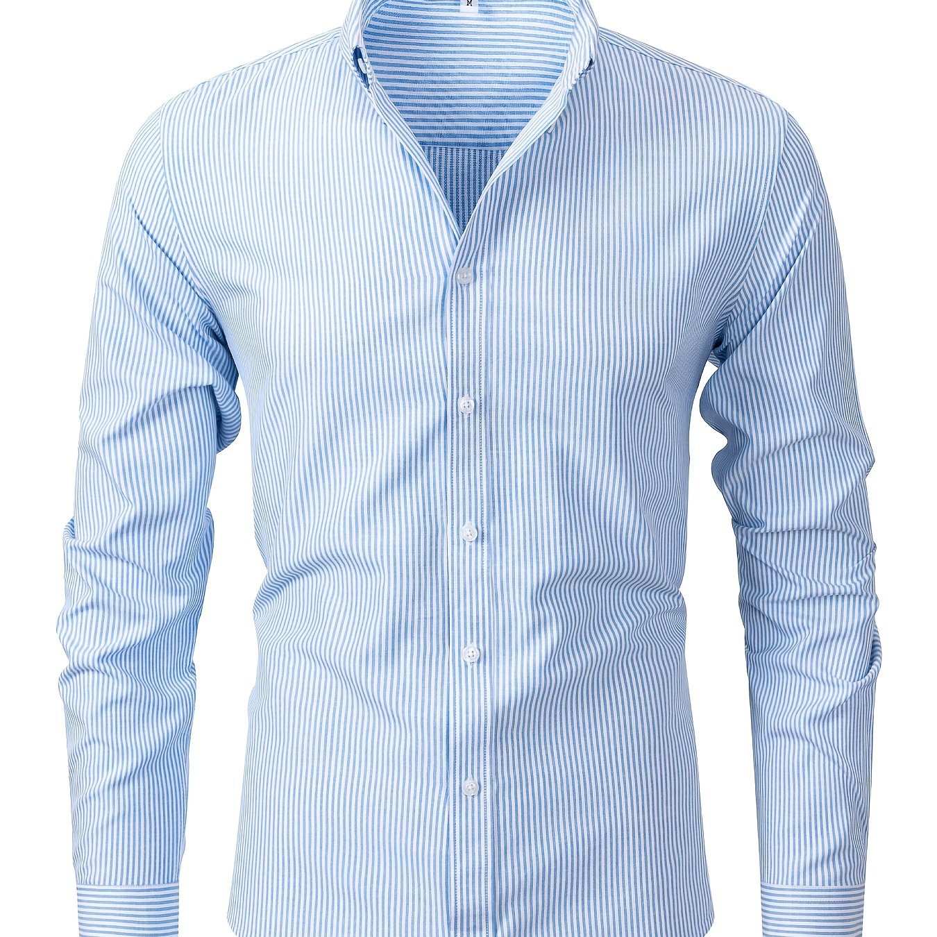 Men's high-end Oxford shirt for autumn in extended sizes, featuring a vertical stripe design and anti-wrinkle technology.