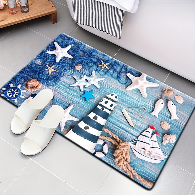 Soft flannel floor mat for the toilet and bathtub, with an absorbent edge foot mat. Perfect for the bedroom, living room, coffee table, balcony, bay window, and door. Featuring a stylish printed design and exceptional absorbency.