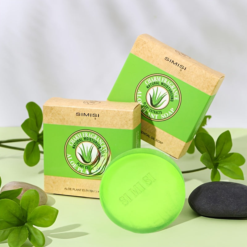 Aloe Vera Soap with Essential Oil - Deeply cleanses, moisturizes, controls oil - Rich foam for all skin types, men and women