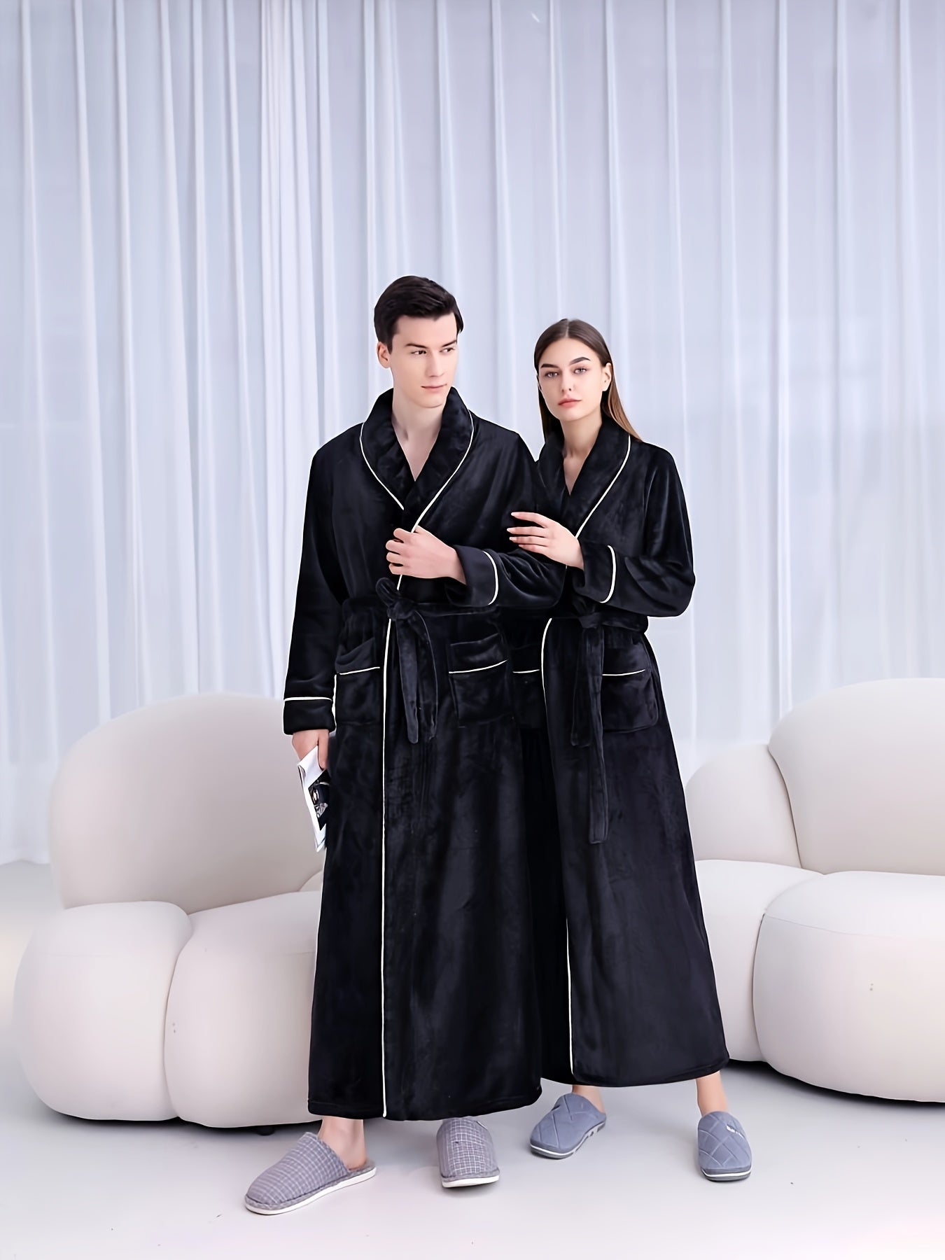 Cosy flannel robe for men & women, perfect for fall/winter.