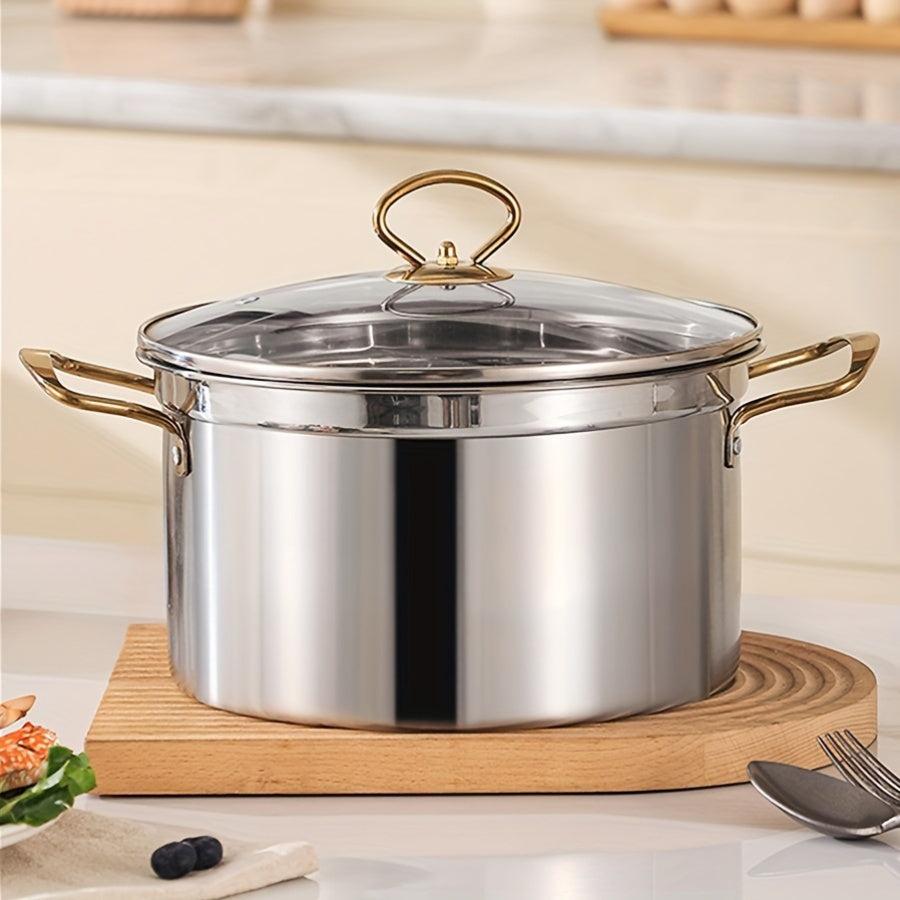 Stainless Steel Stockpot Set with Lids - Includes 3 Pots, 3 Lids, Dual Handles - Ideal for Various Cooking Needs - Compatible with All Stovetops - Great for Soups, Stews, Noodles, Pasta, Seafood - Large Capacity Kitchen Cookware Set