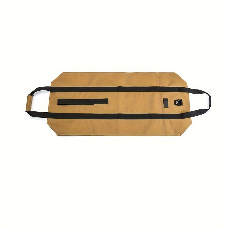 Premium 1PC Canvas Firewood Carrier Bag with Ergonomic Grip Handles, Sturdy Wood Tote Storage Bag for Fireplaces & Stoves