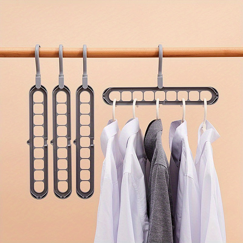 Space-Saving 9-in-1 Folding Clothes Hanger with 9 Holes, Lightweight Plastic Drying Rack, Organizer for Underwear, Travel, Bathroom, Bedroom, Closet, Wardrobe, Home, Dorm Room. Can be Wall-Mounted.