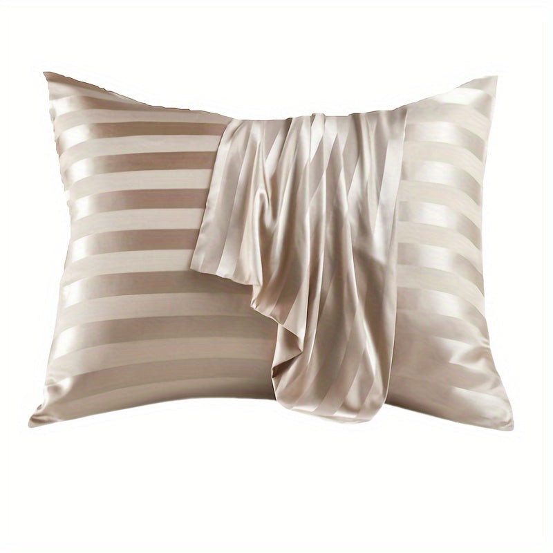 Satin Pillowcase with Envelope Closure, Striped Design, 100% Polyester, Hypoallergenic, Machine Washable, Woven Fabric, 180-200 gsm, Suitable for Bed and Sofa Decoration