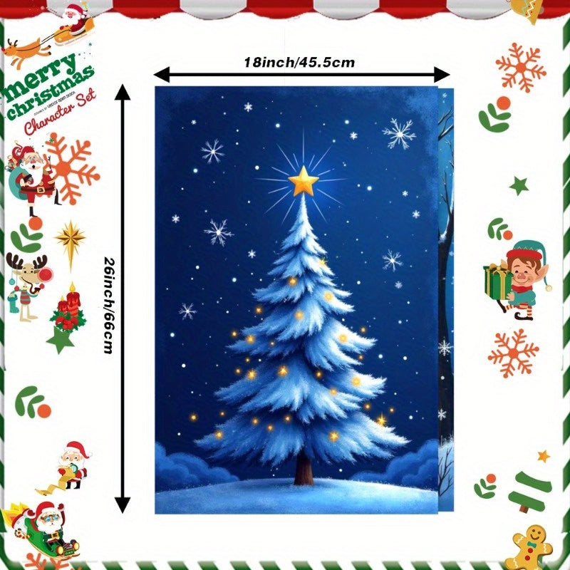 Set of two kitchen towels measuring 45.72*66.04 cm each, with a festive Christmas Winter theme. Ideal for adding charm to your kitchen decor and as a thoughtful holiday gift, these towels are decorated with delicate snowflakes.