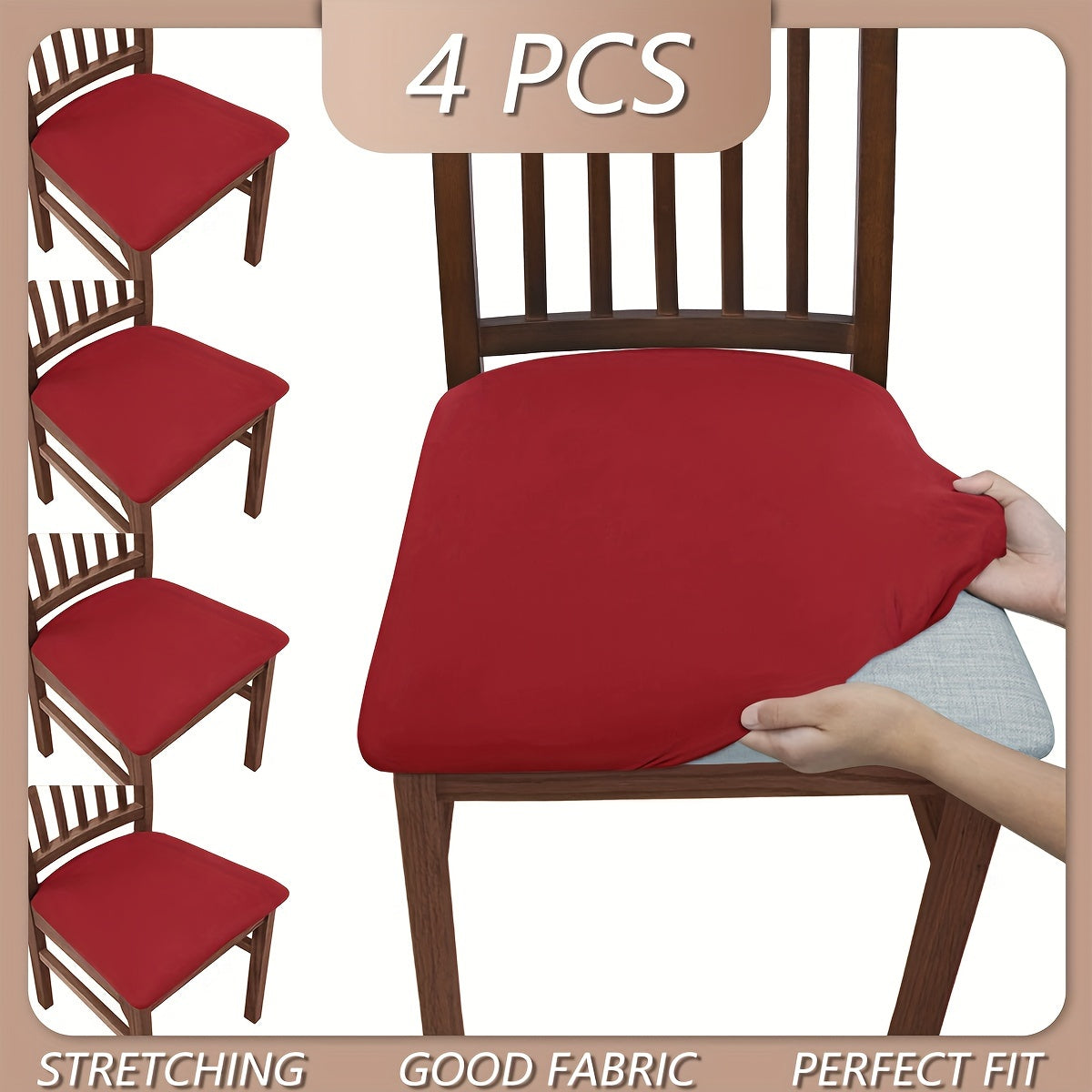 Choose from multiple colors of these simple and elegant chair covers, available in either a 4-piece or 6- piece set. Made from high elastic, flocked material, these covers are soft, comfortable, dustproof, and stain resistant, offering protection for