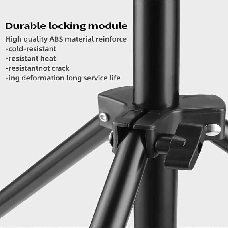 63-inch extendable tripod made of heavy duty carbon steel for supporting softbox, video flash, reflector, and lighting background in photo studio.