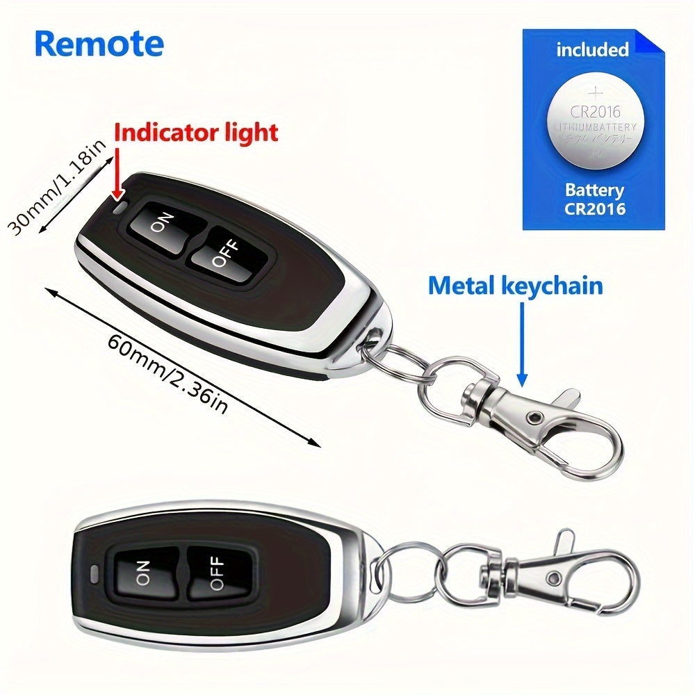 Wireless remote switch for LED lights, lamps, and fans. RF communication, USB-powered, tabletop mount. Compatible with computers.