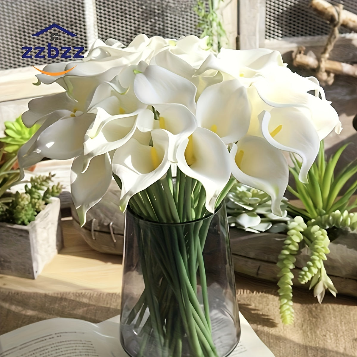 10-piece lifelike Calla Lily bouquet - perfect for weddings, parties, and home decor. Real touch, maintenance-free, and seasonal accents.