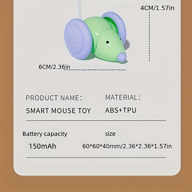 Rechargeable interactive cat toy with USB charging, plastic material, for cats to play and stay active.