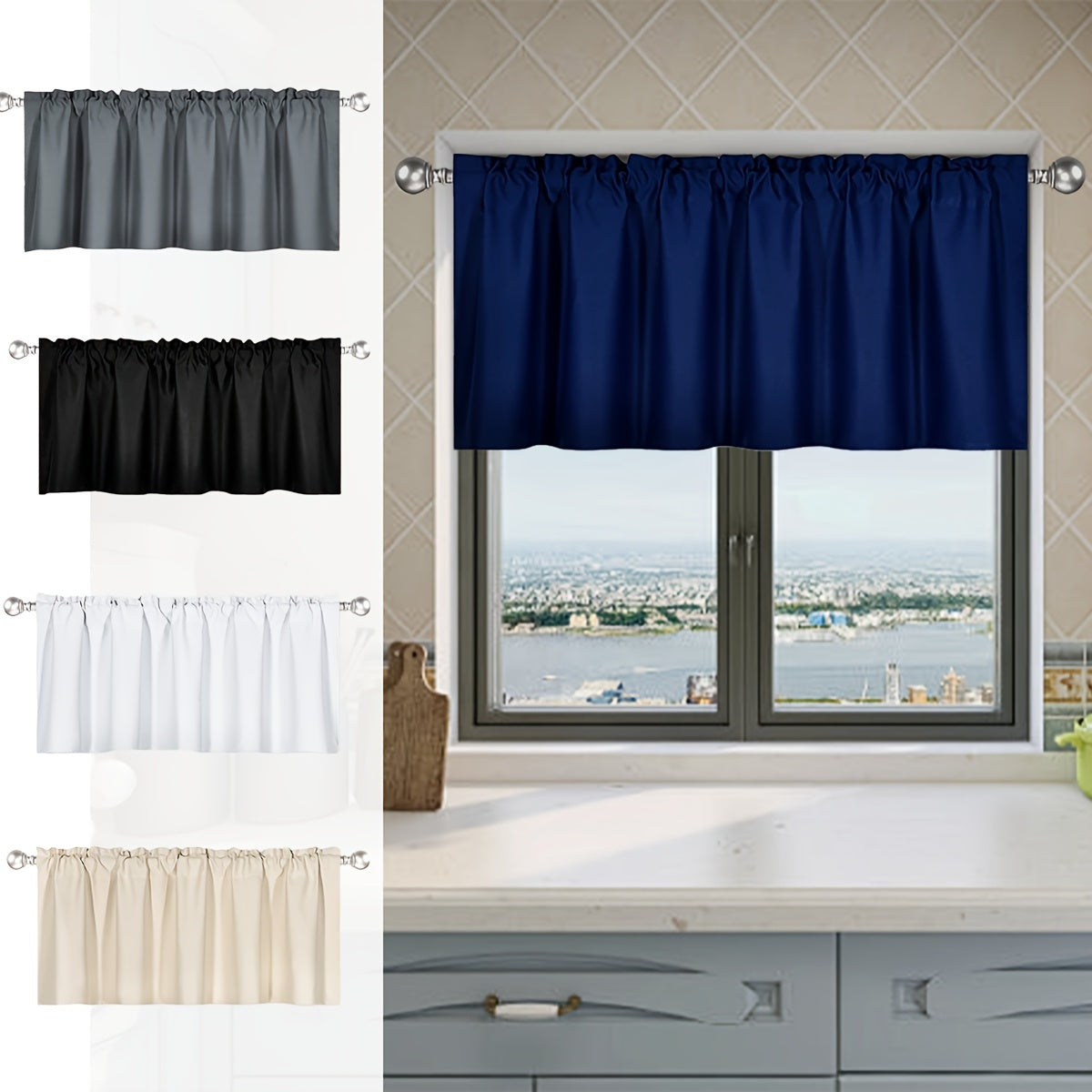 Add a touch of elegance to your kitchen or living room with this stylish, solid color blackout curtain. The rod pocket design makes it easy to hang, while the simple modern style adds a chic flair to any space. Perfect for adding some privacy to your