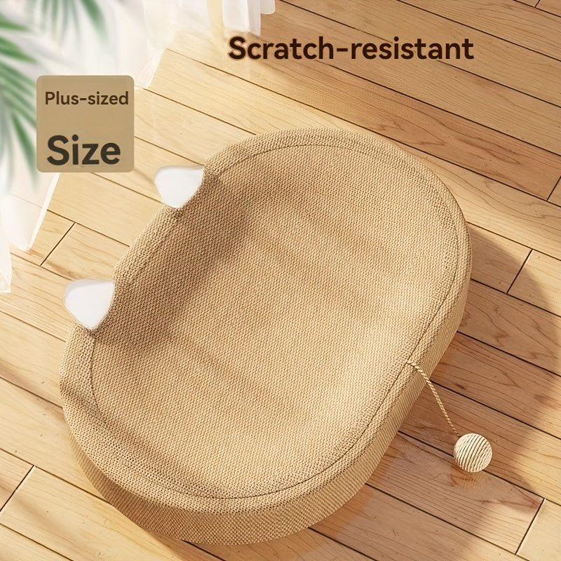 Large 60cm sisal cat scratching board with oval design combining cat bed and scratching basin.