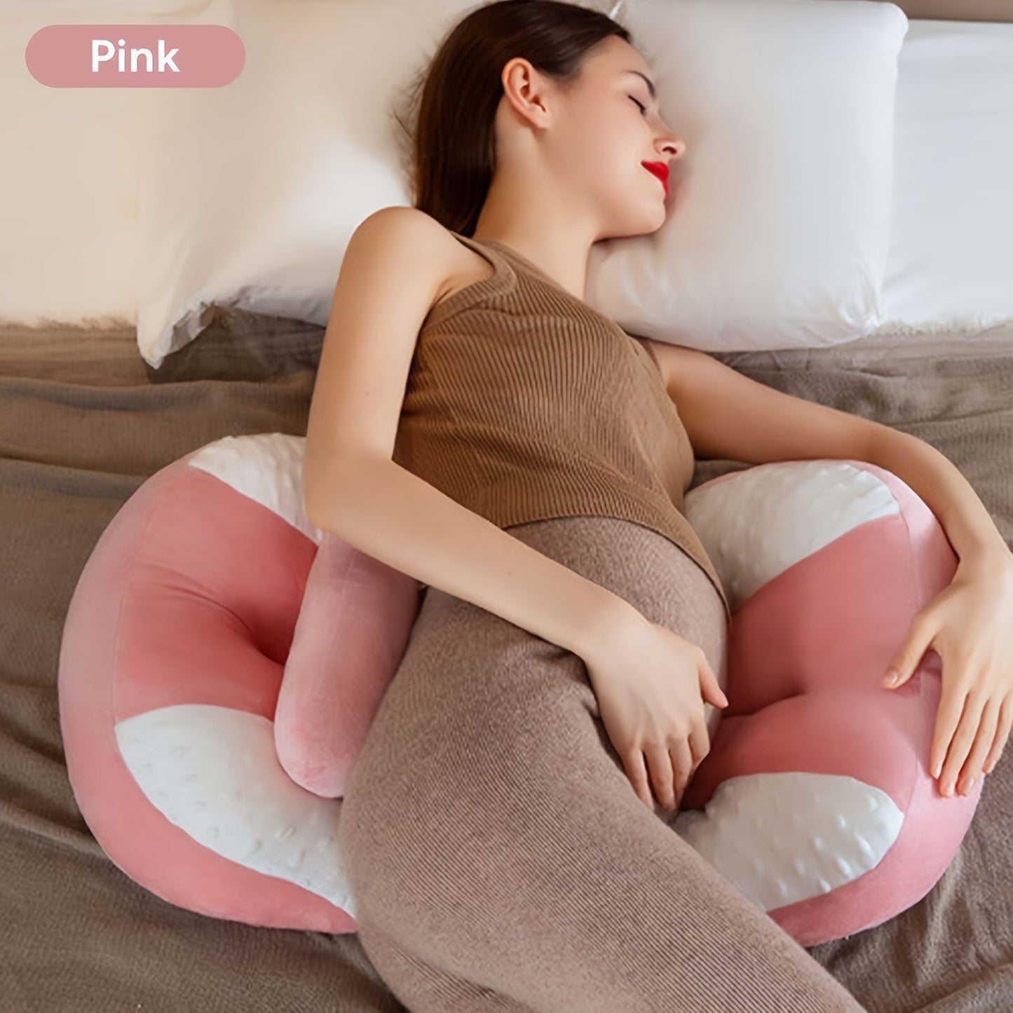 The Joyncleon U-Shaped Maternity Pillow is a versatile and lightweight option for expecting mothers. Made of polyester fiber, this pillow provides medium soft back support and is easily adjustable to suit your comfort needs. Its portable and flexible