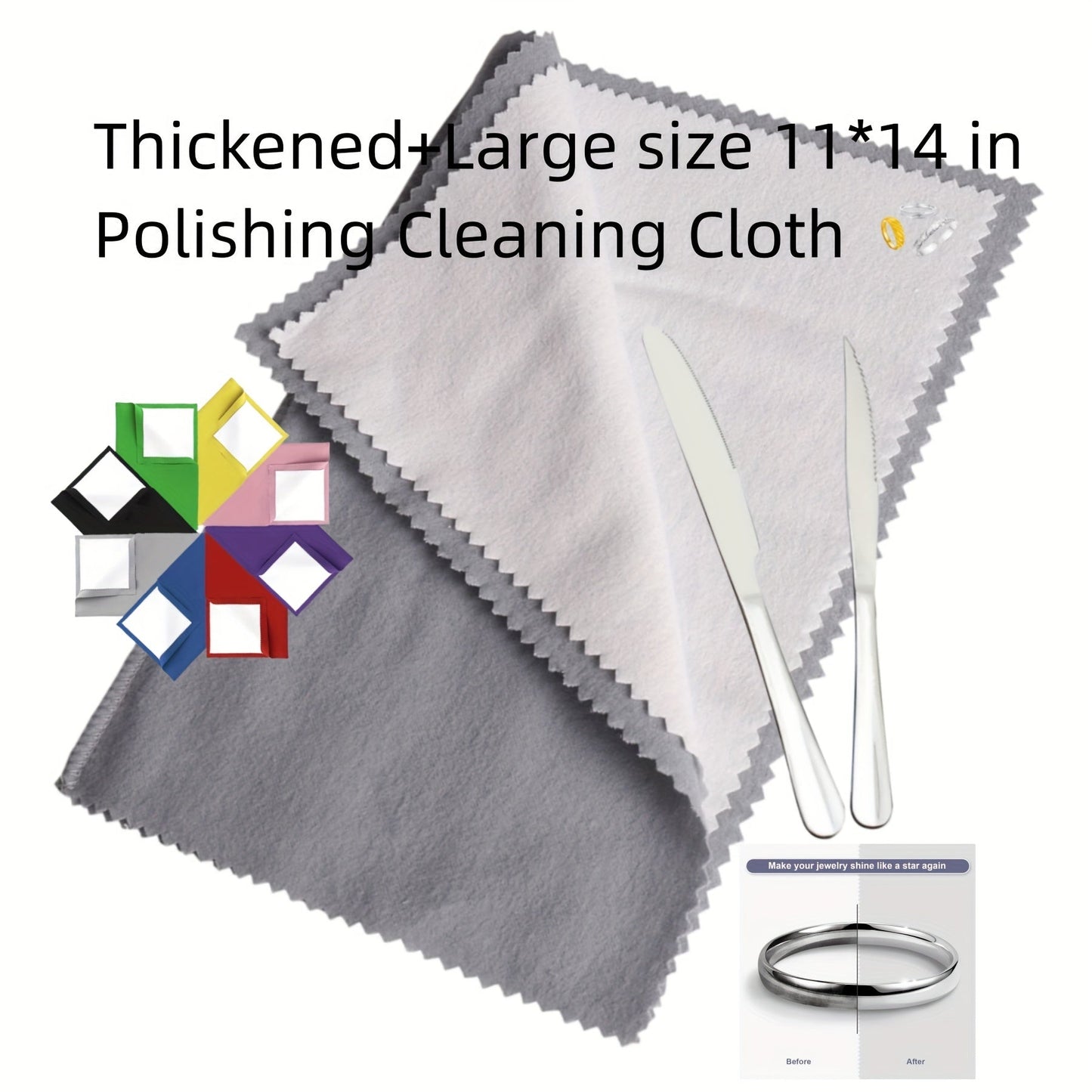 Keep your jewelry, gold, silver, and tableware sparkling with this large 1PC Pro Size Polishing Cleaning Cloth. Sized at 27.94 X 35.56 cm, this cloth effectively cleans and shines your precious items, leaving them looking brand new.