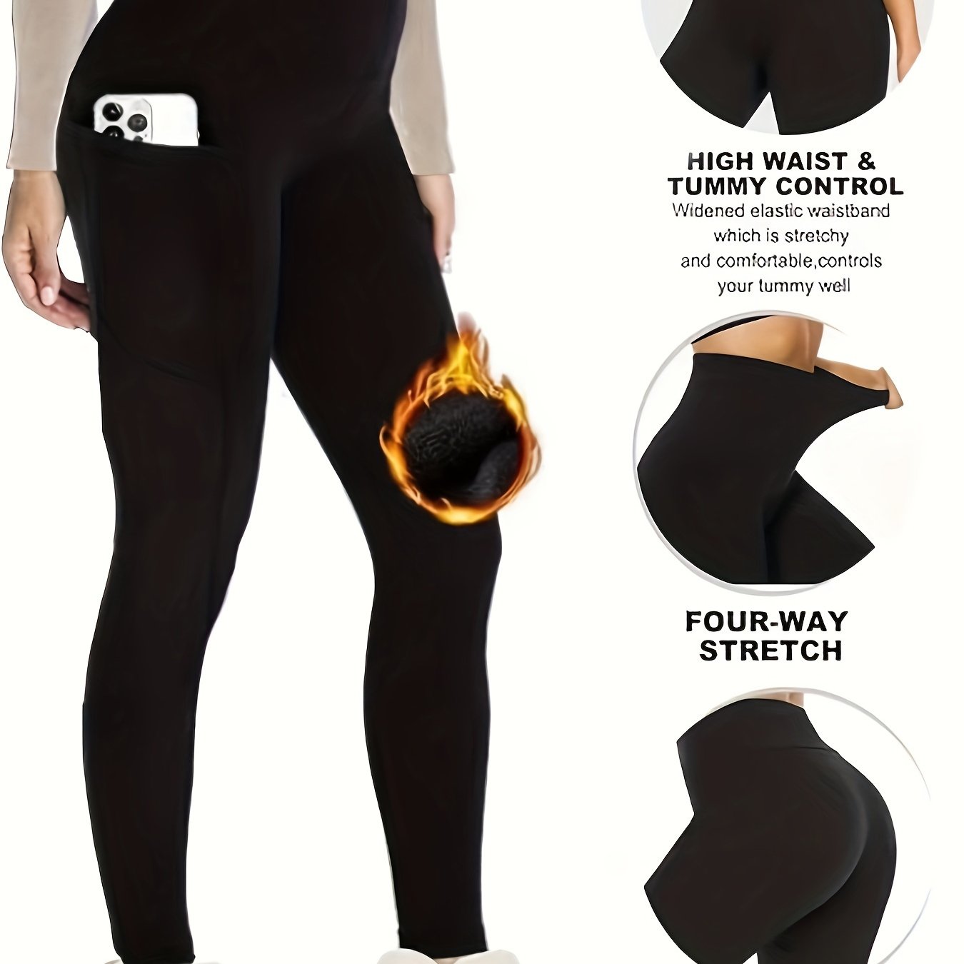 Plush lined shaping pants for women with tummy control.