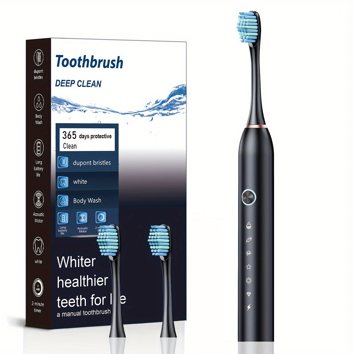 USB rechargeable electric toothbrush for adults with deep clean and soft bristles, suitable for couples, features automatic cleaning and operates at ≤36V.