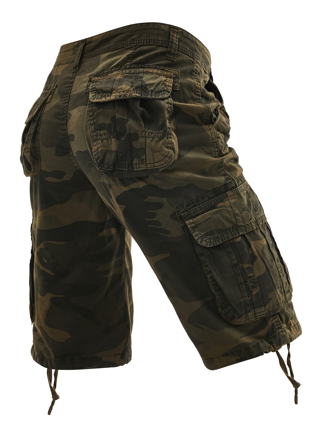 Men's Plus Size Cotton Camo Cargo Shorts with Street Style, Multi-Pocket Design, and Non-Stretch Fabric