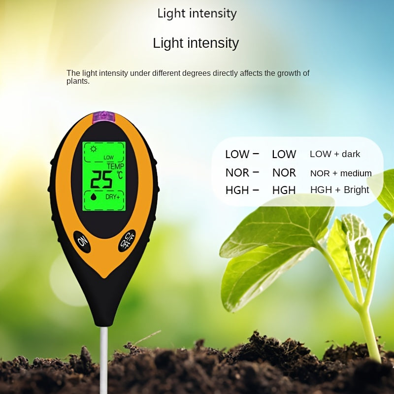 Soil Tester measures moisture, temperature, fertility, and pH levels accurately.