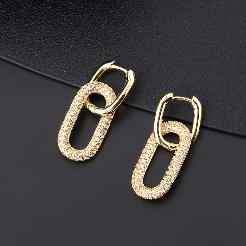 Drop earrings with chain design and rhinestone inlay, perfect for daily outfits and parties, as well as casual dating decor for women.