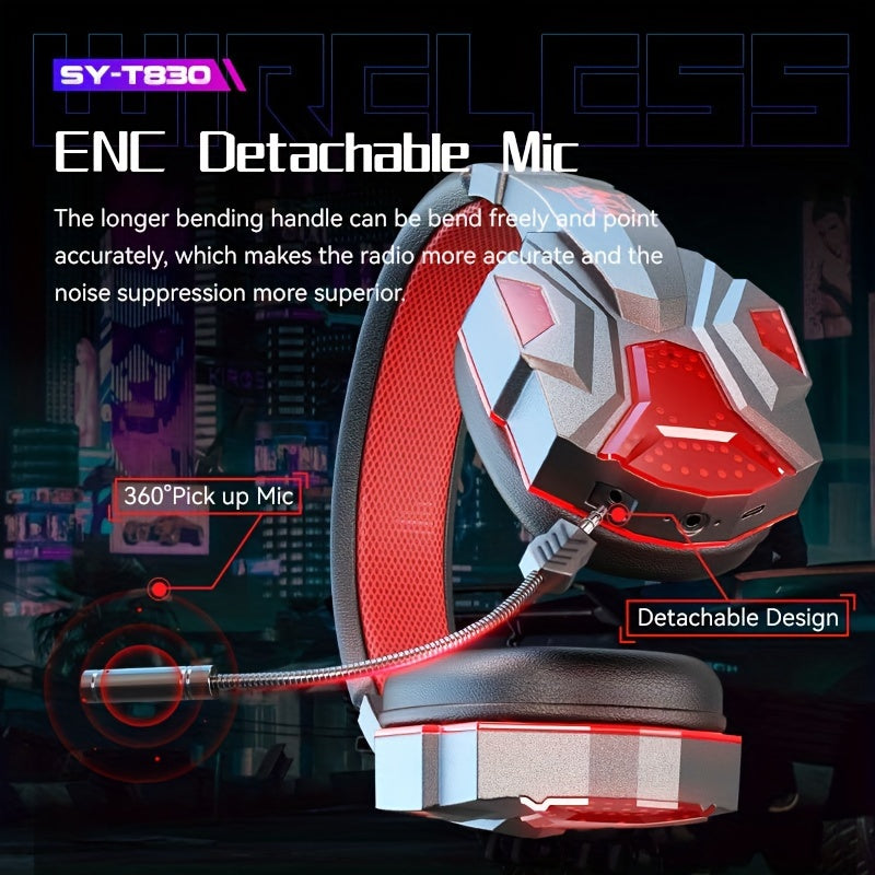 SY-T830 Wireless Gaming Headset with Wireless, Noise Isolation, 45ms Ultra-Low Latency, Long Battery Life, Built-in Mic, Type-C Charging, for Phones & Laptops.