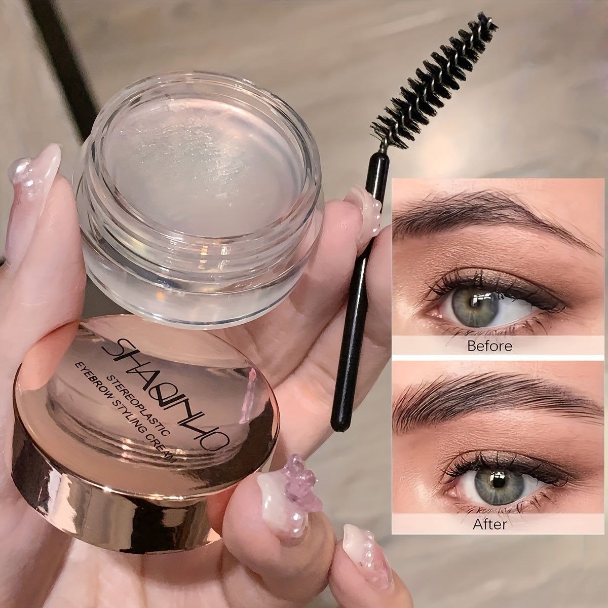 SHAQINUO Clear Eyebrow Gel for Natural 3D Brow Look, Waterproof, Sweat-Resistant, Long-Lasting, Suitable for All Skin Types