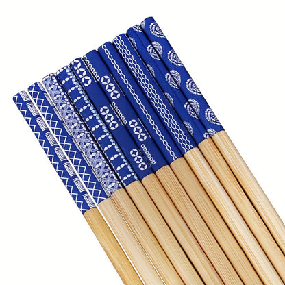 5 pairs of premium bamboo chopsticks, non-slip, high temperature resistant, lightweight, and dishwasher safe.