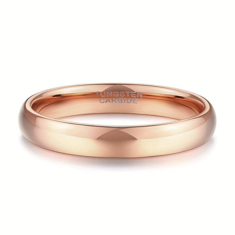 Basic rose gold tungsten steel rings in 4mm width suitable for both women and men. Perfect for minimalist engagement or wedding. Available in sizes 4-13.