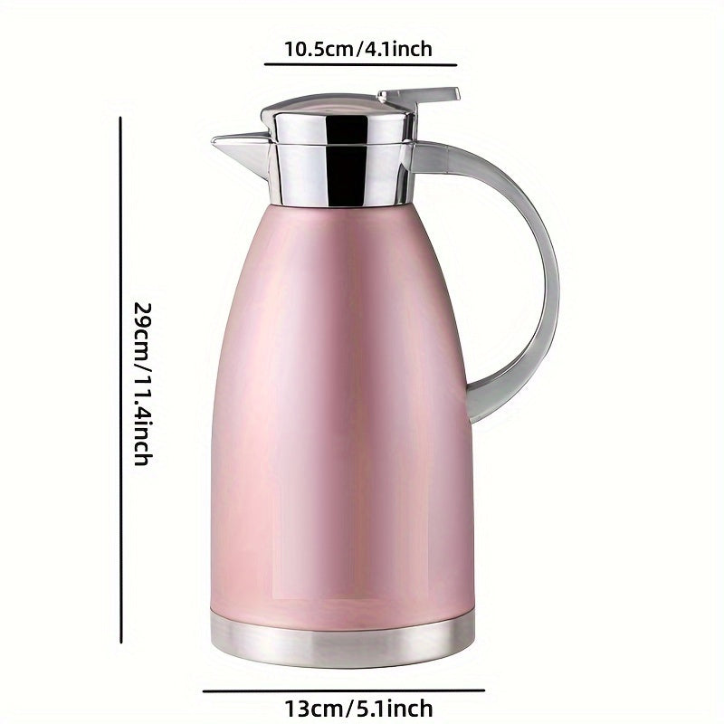 Stylish 1.8L Blue Stainless Steel Vacuum Insulated Kettle with Black Lid, Made of Durable 304 Stainless Steel, European Coffee Pot Design, Suitable for Hot and Cold Drinks, Keeps Beverages Hot for Longer, Great for Home Use