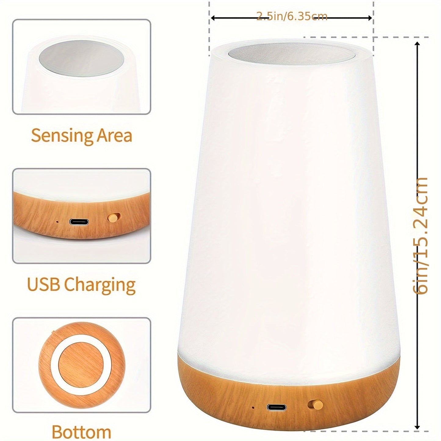 Bestseller: USB Rechargeable Touch Night Lamp with Remote Control - Warm White LED, 13-Color RGB, Portable & Smart with 5 Levels of Brightness, Polymer Battery, Sensor Light.