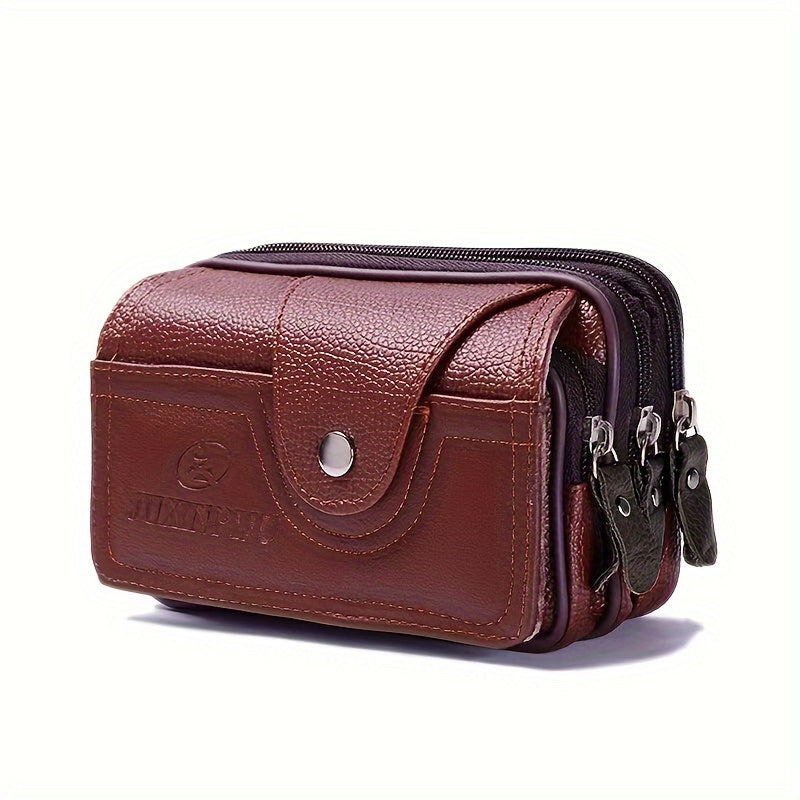 Men's business crossbody phone pouch with casual style, waterproof and multi-functional, suitable for middle-aged and elderly.