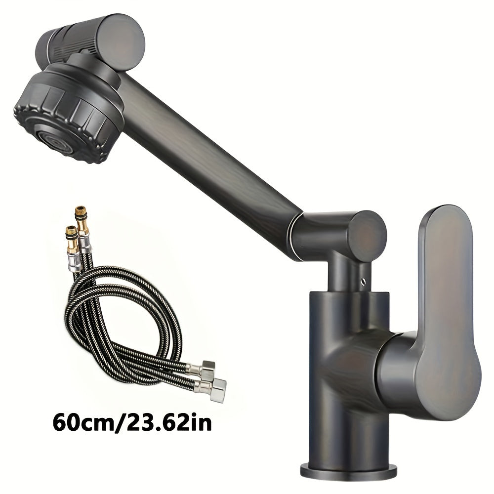 Modern Robotic Arm Faucet Set with 360° Adjustability, Single Hole Deck Mount. Includes Hot and Cold Spout Diverter, Eco-Friendly Paint Finish and Water Intake Pipe. Ideal for Kitchen and