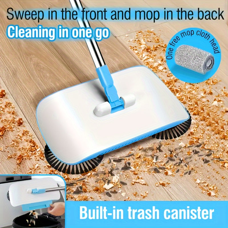 Home Cleaning Tool: 2-in-1 Automatic Household Sweeper Mop with Windproof Broom, Dustpan & Mopping Function - No Electricity Needed, Perfect for Living Room, Bedroom, Kitchen - Made of Durable Plastic