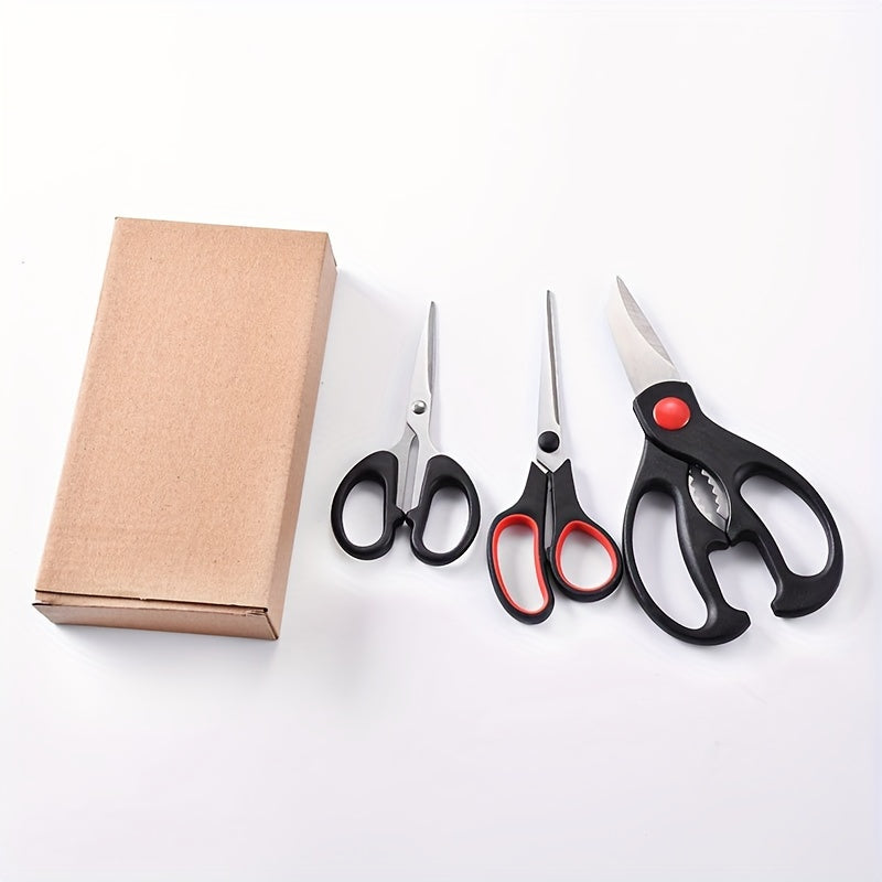 Set of 3 Kitchen Scissors - Stainless Steel Shears, Multi-Purpose Meat Scissors, Essential Kitchen Gadgets and Accessories