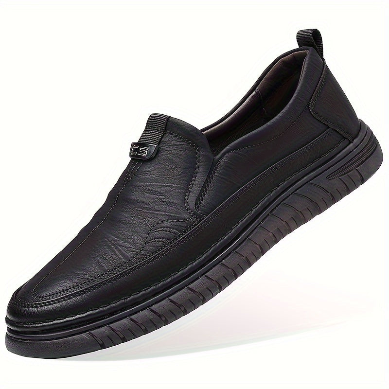 Men's slip-on loafers: rubber grip, casual style, solid color, spring/autumn, PU linings, rubber soles, PU insoles, round toes.