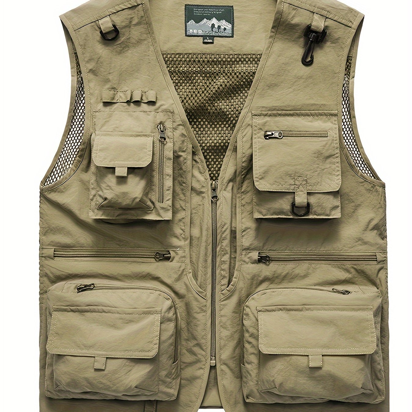 Men's Zipper Pockets Cargo Vest for Spring/Summer outdoor activities.