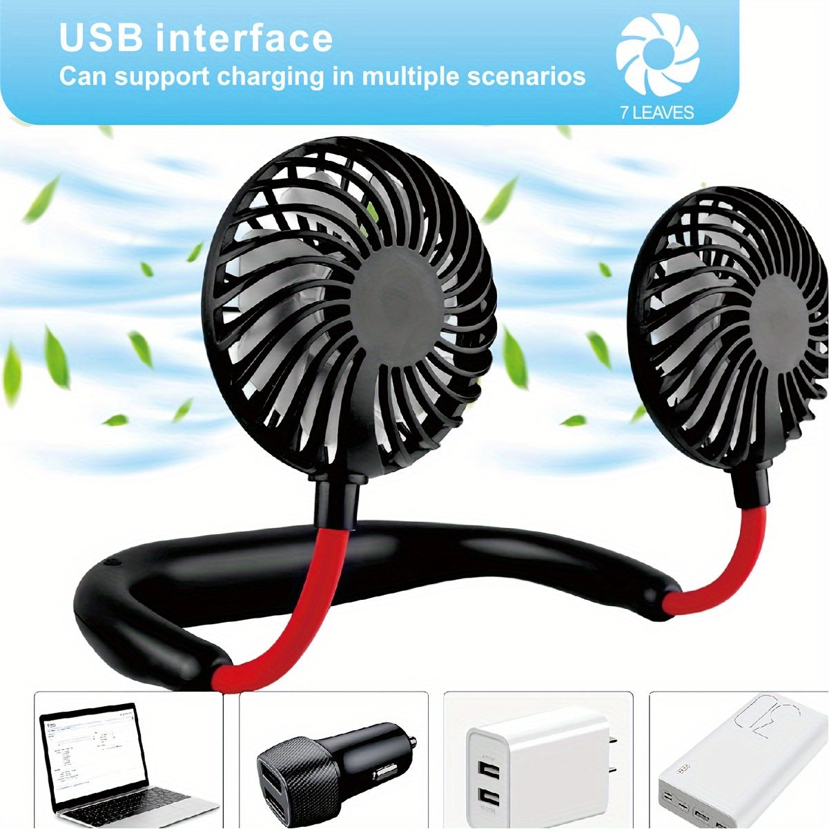 360° Portable Fan with High-Speed Function and Rechargeable Lithium Battery, Made of Plastic, Comes with Multiple Components for Cooling, Ideal for Indoor and Outdoor Use, USB Rechargeable.