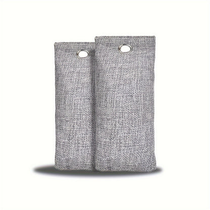 Bamboo charcoal bags - 1/2/4 pieces for odor and moisture elimination in shoes, cars, home, pets, and closets. Natural sweat absorbent freshener, 75g each.