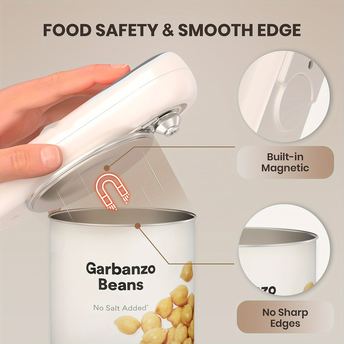 Mini Electric Can Opener, USB Rechargeable, Includes Replaceable Knife Head, One-touch Automatic Operation, Safe Operation without Hand Injury, Magnetic Lid Holder, Ideal for Seniors and Individuals with Disabilities.