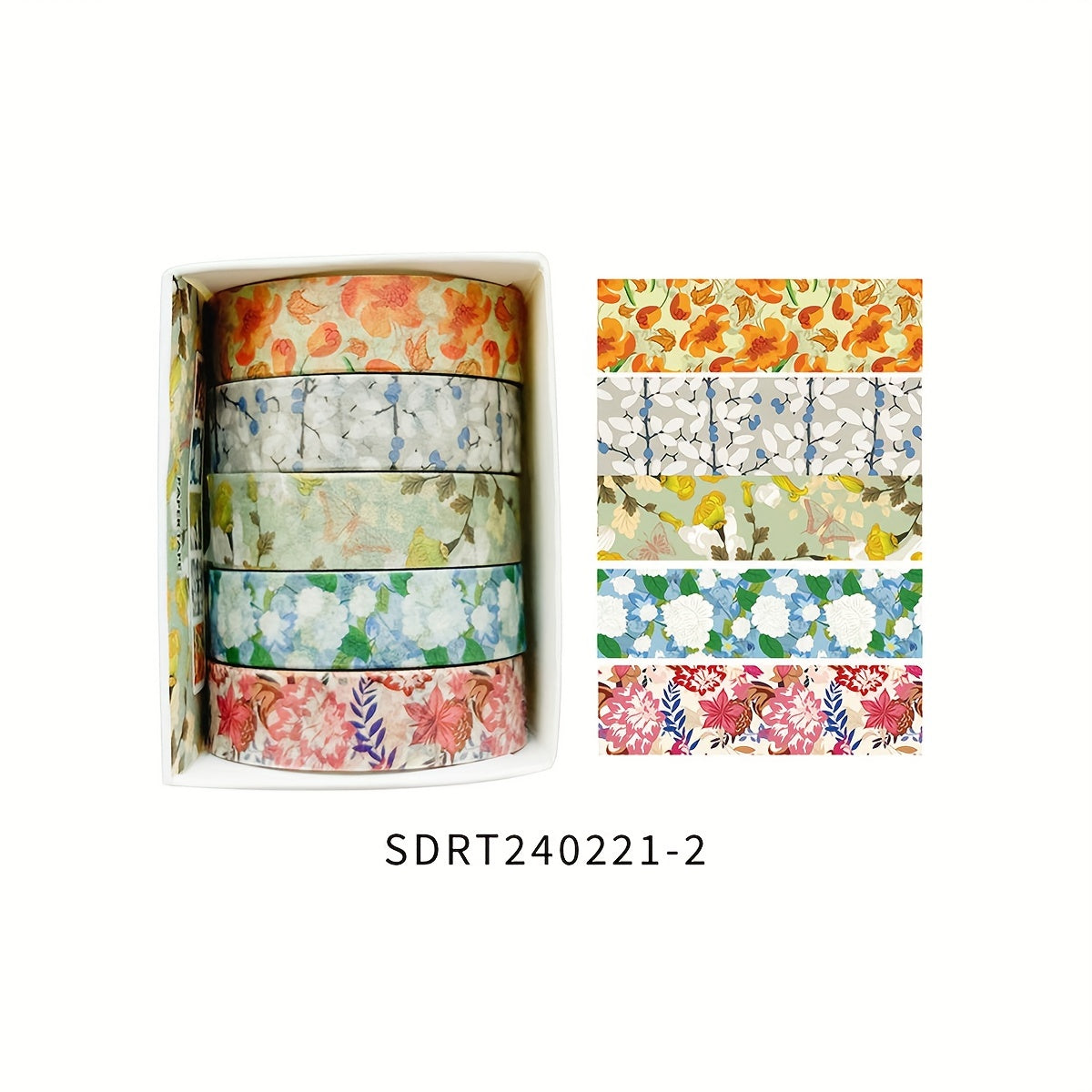 5 Rolls of Plant Series Washi Tape Stickers for Diaries, Handbooks, Photo Albums, Schedules, and Party Decorations