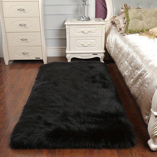 Luxurious Black Shag Area Rug - Perfect for Living Room, Bedroom, and Dorm Room - Soft and Fluffy with Non-Slip Backing - Ideal for Home Decor and Game Room - Washable and Stylish Carpet for Girls