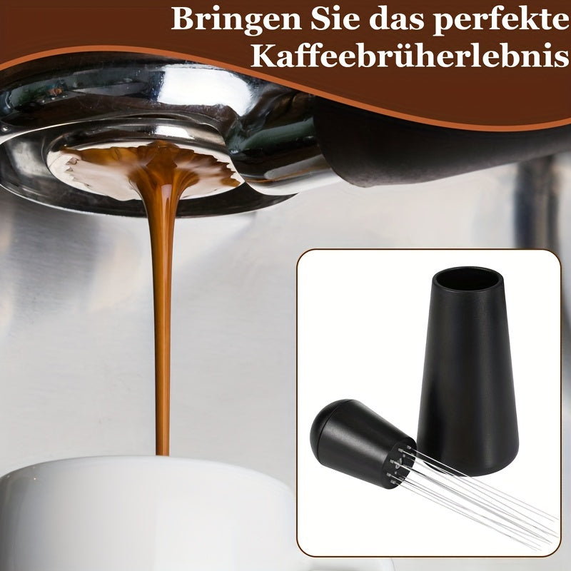 Adjustable Stainless Steel Espresso Coffee Tamper Needle Distributor with Comfort Grip Handle, Detachable for Easy Cleaning - Number of Needles Can be Adjusted, Anti-Slip Design