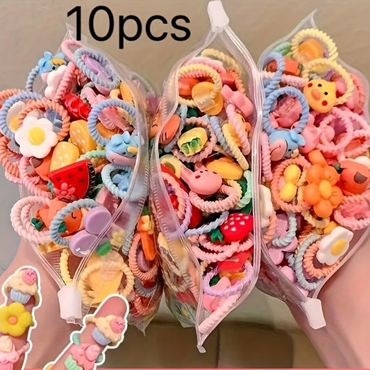 Set of cute hair hoops in 10pcs or 40pcs - colorful elastic bands for women and girls, perfect for ponytails and braids.