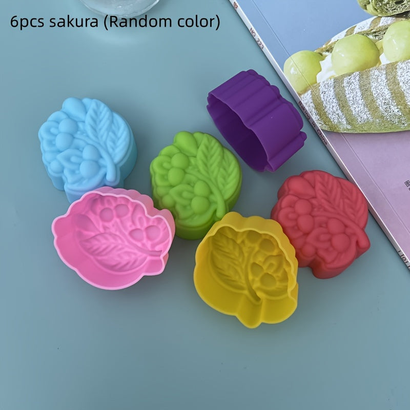 Set of 6 3D Flower Silicone Cake Molds for DIY Jelly Pudding Cake and Candle Making, Perfect for Kitchen Party Decorations