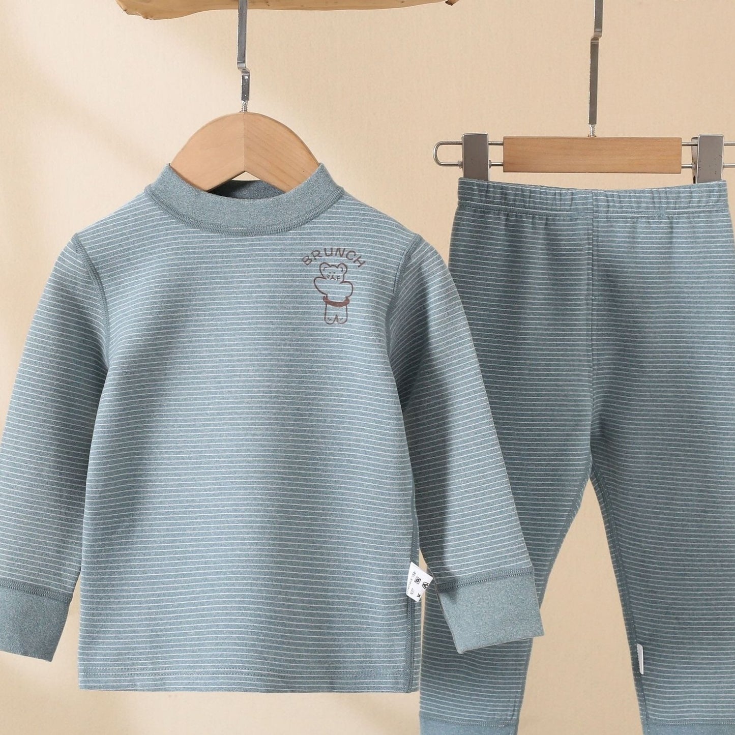 Toddler pajama set with long sleeve top and pants in comfy stripe pattern for boys.