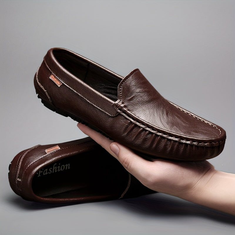 Men's Split Cowhide Leather Loafers, Lightweight Slip-On Shoes for Outdoor Activities in Spring and Summer.